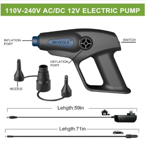 Quick-Fill Electric Air Pump - 2-Way Inflator/Deflator - Compact/ Lightweight - Picture 2 of 11